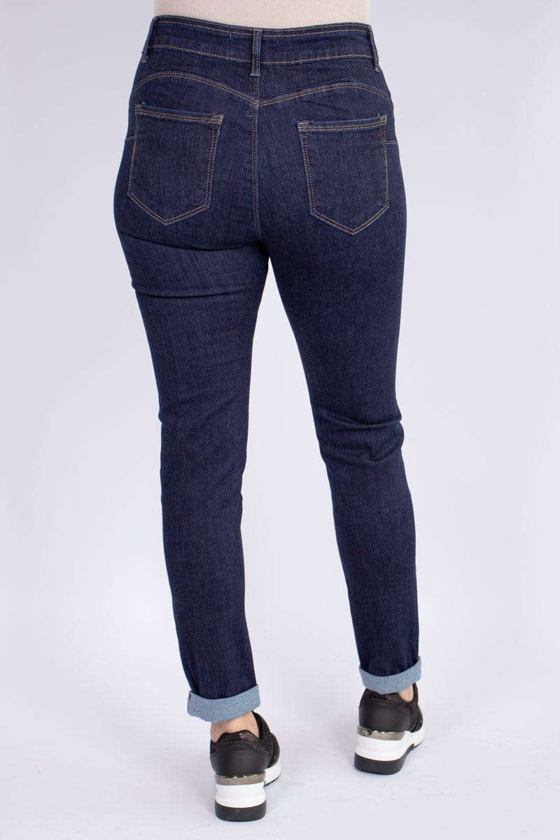 Jeans m. uppvikta ben, Mörk denim