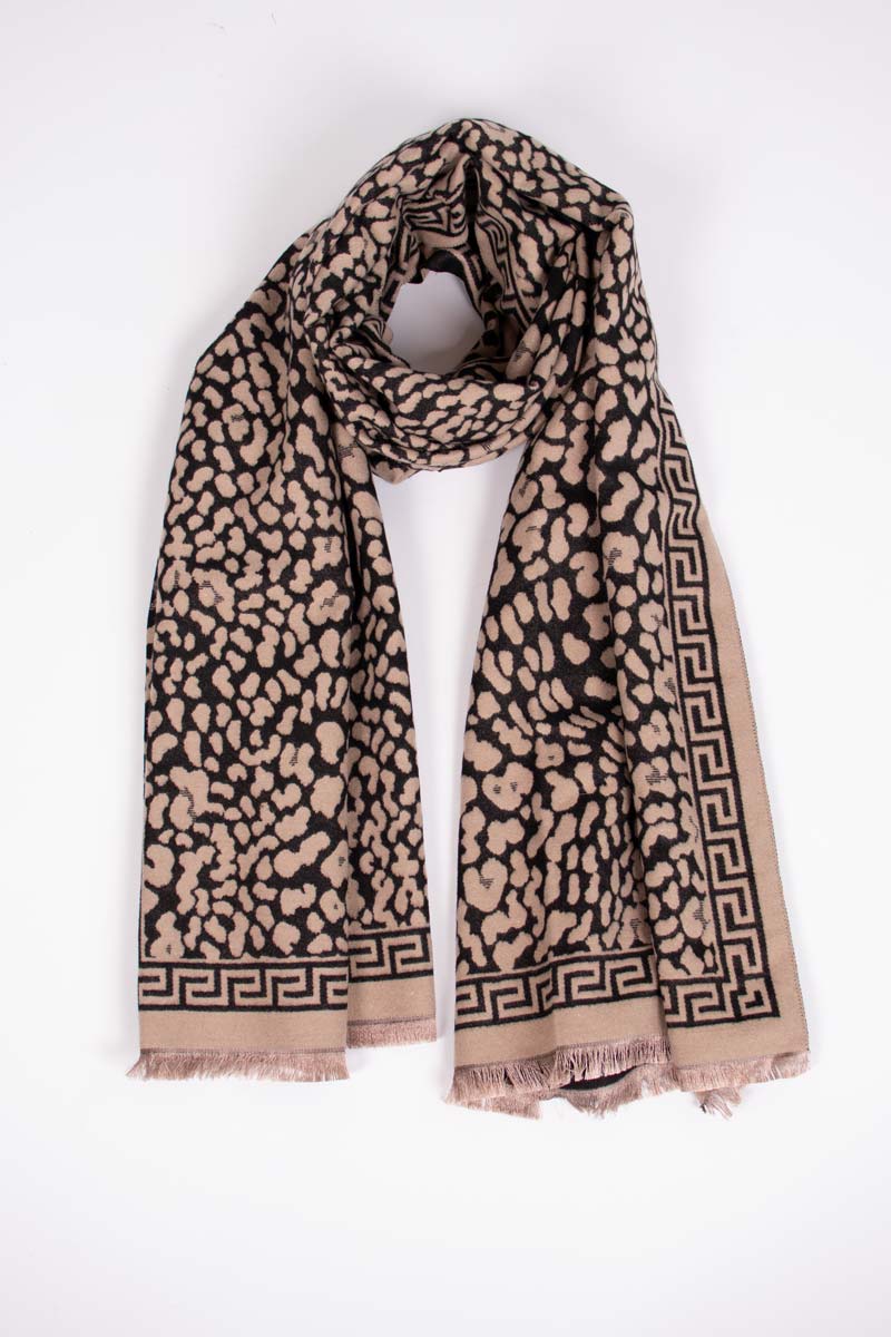 Halsduk m. leopardprint, Taupe