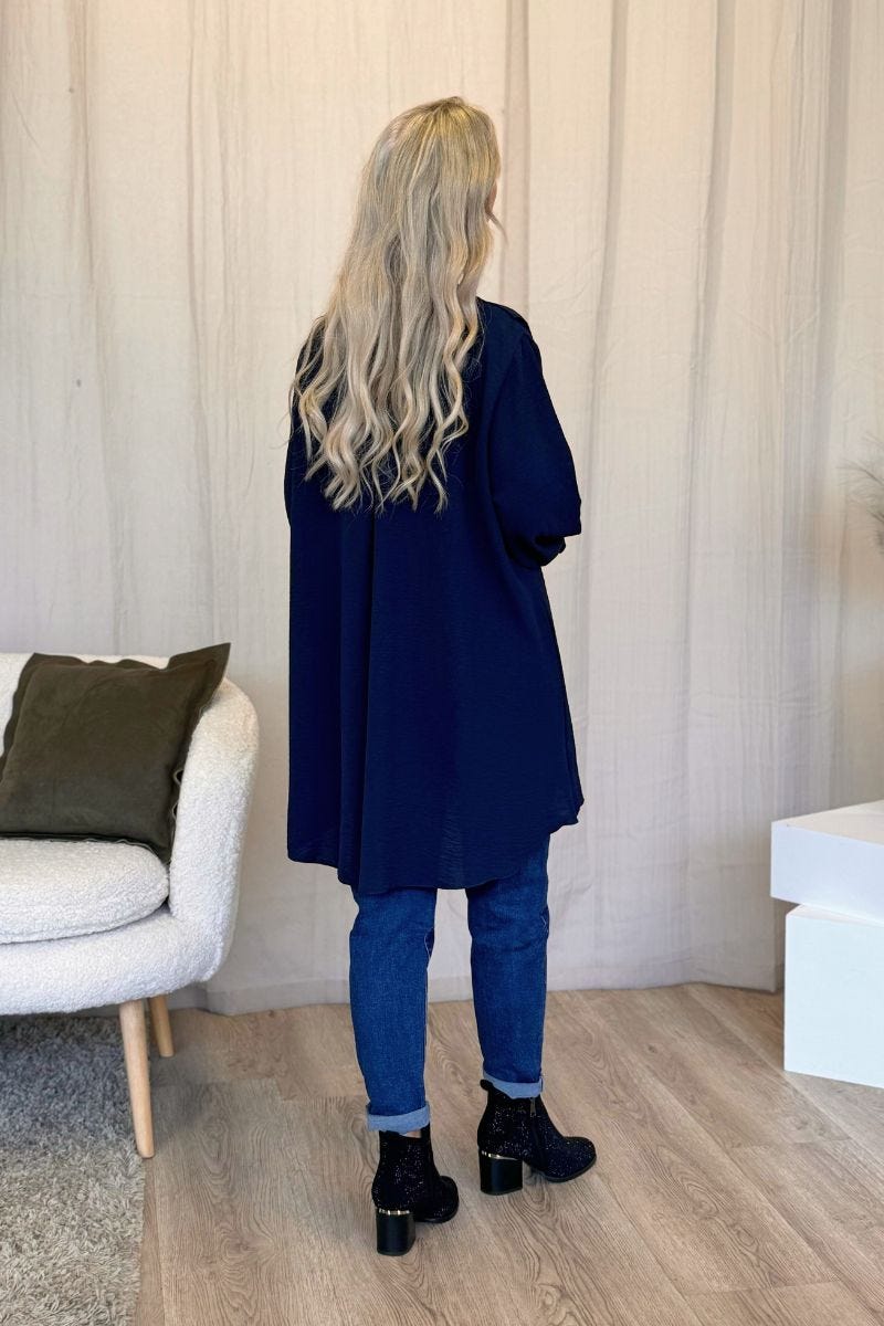 Skjortklänning m. volanger, Navy