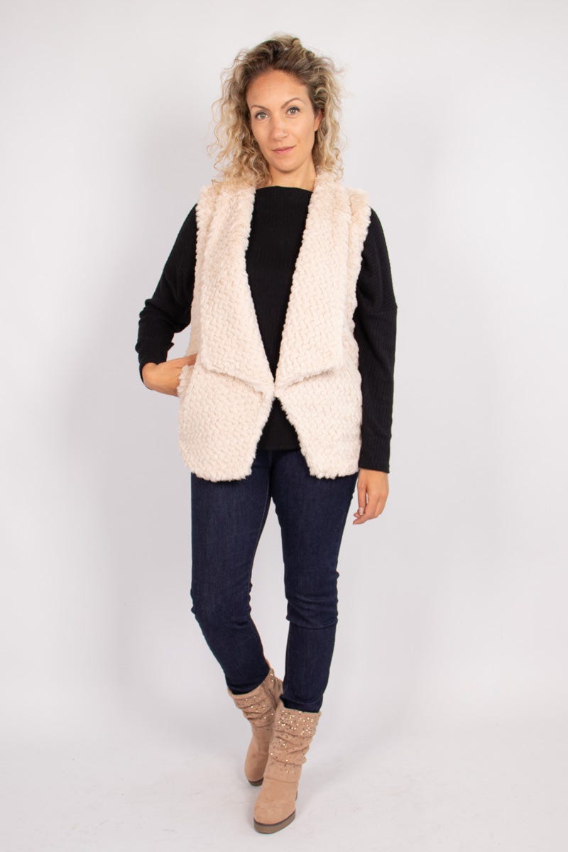 Vest imiteret pels Beige