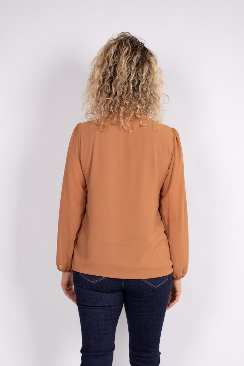 Blus m. knytband, Camel