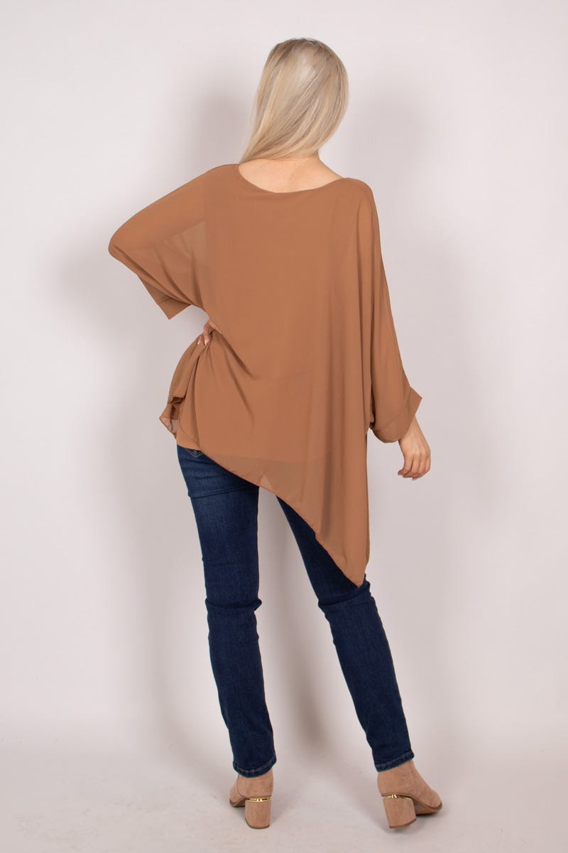 Batwing chiffongtop, Camel