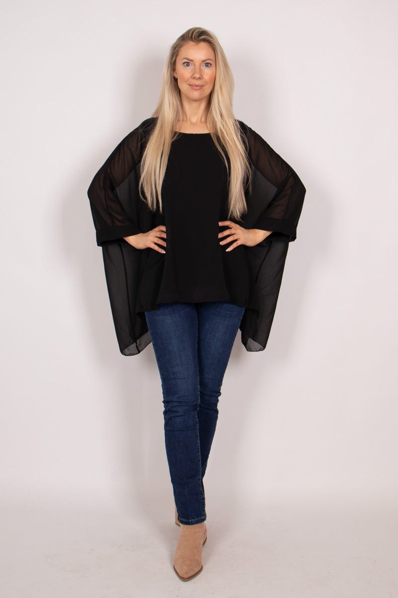 Batwing chiffon top Sort