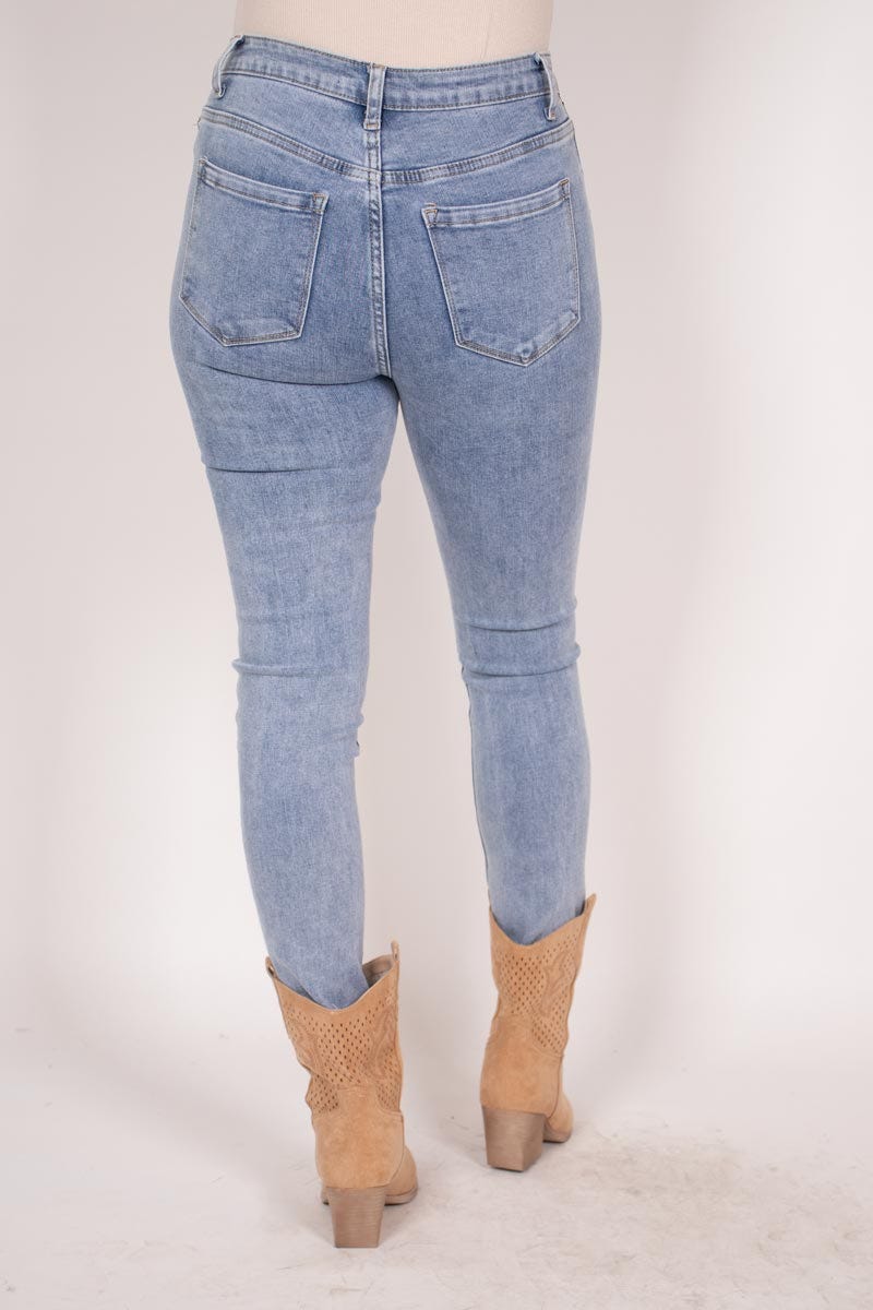 Slimfit jeans m. glittersten, Denim 