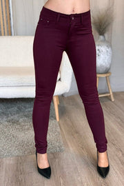 Slim fit buks m. glimmer knapper Wine