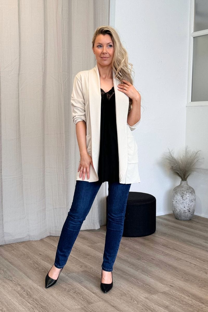 Lång blazer, Beige 