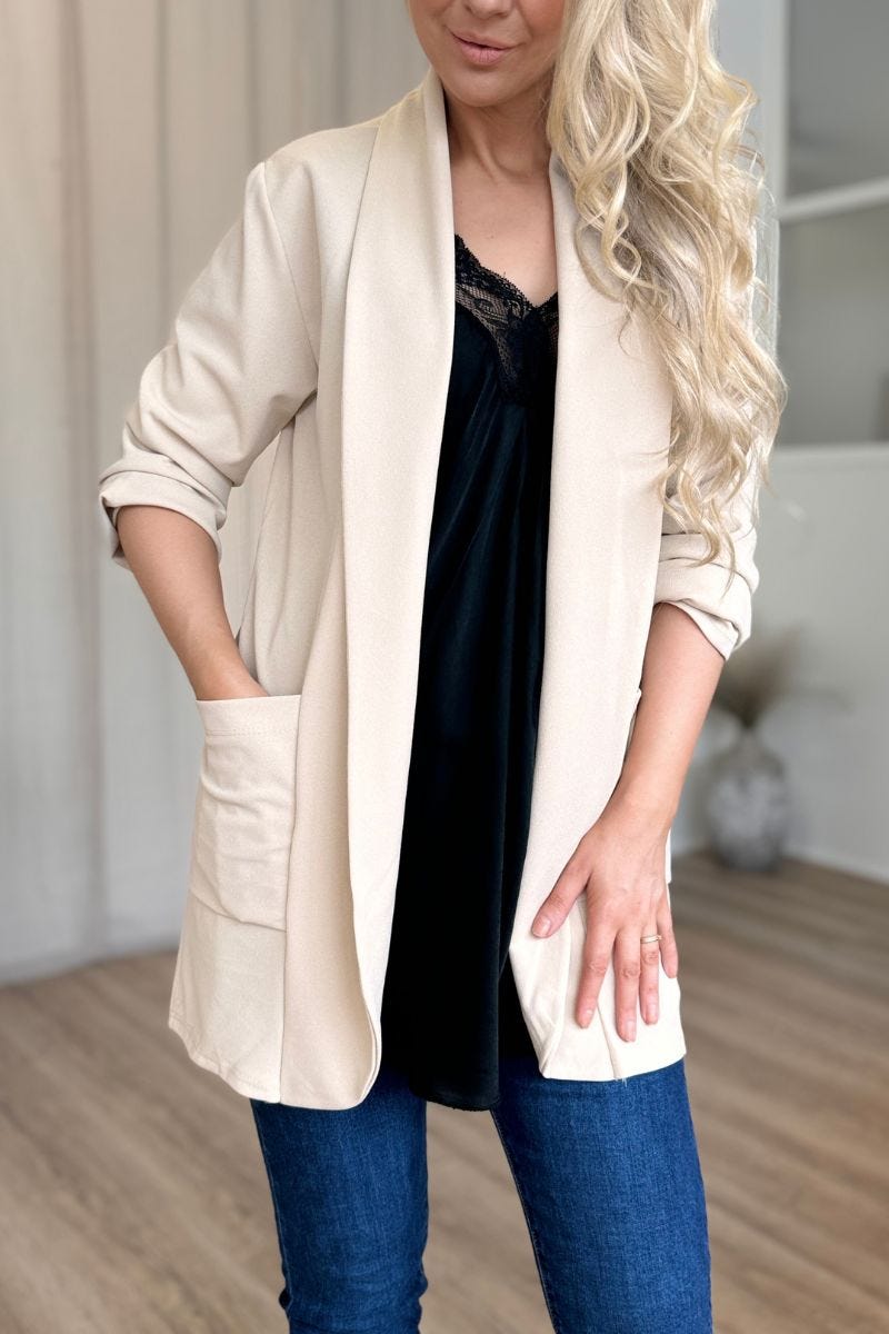 Lång blazer, Beige 