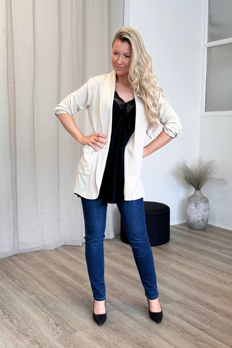 Lång blazer, Beige 