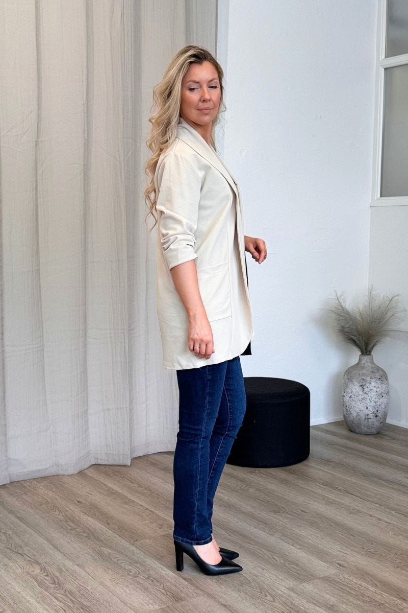 Lång blazer, Beige 