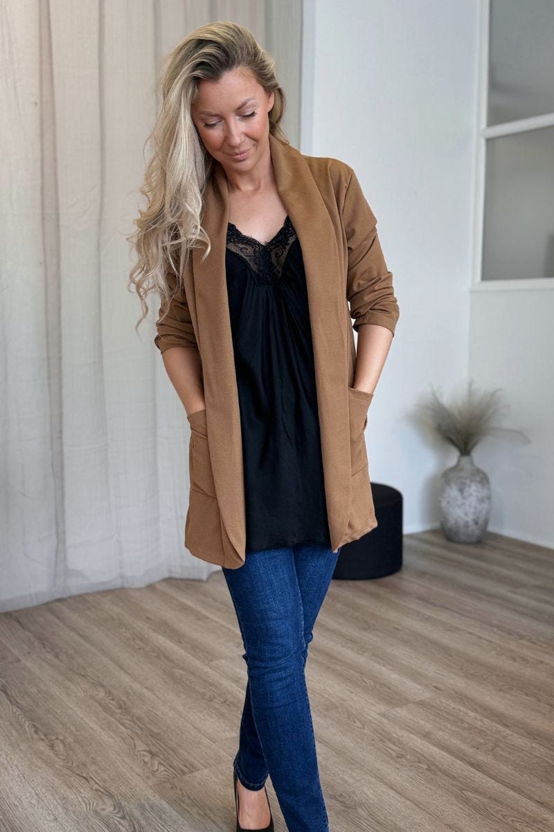 Lång blazer, Camel