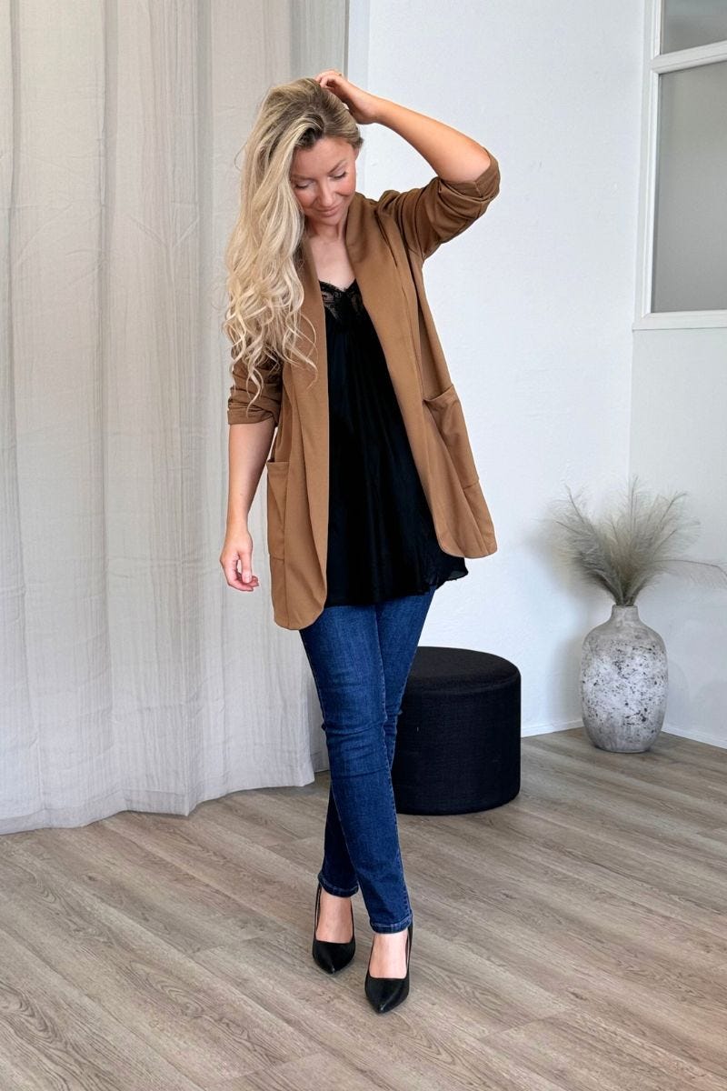 Lång blazer, Camel