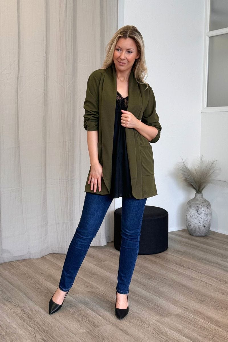 Lång blazer, Khaki