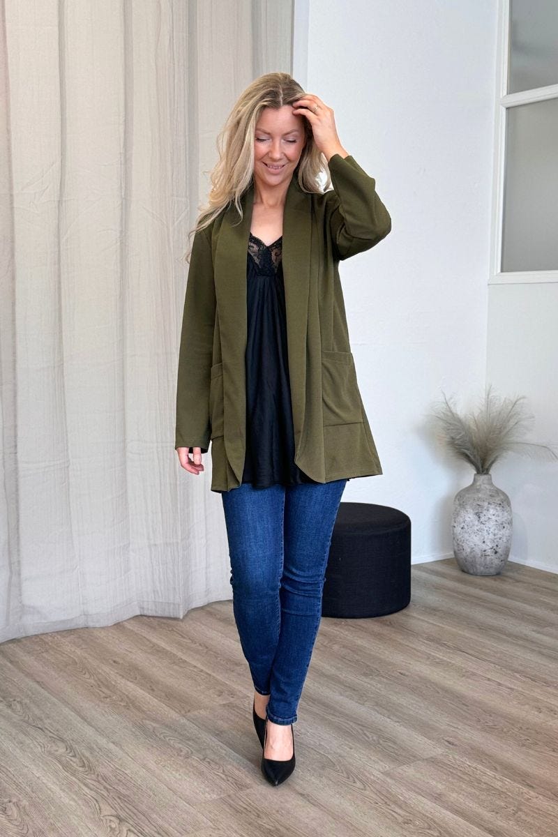 Lång blazer, Khaki