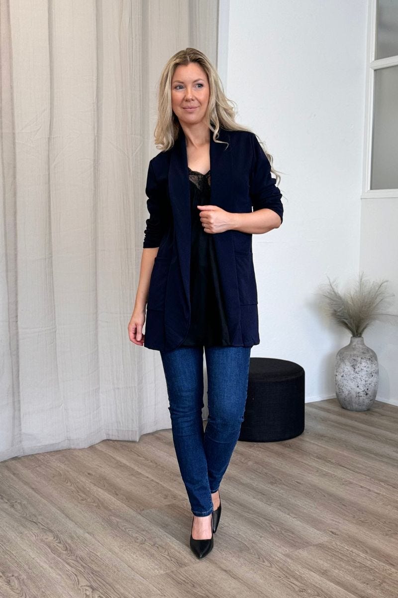 Lång blazer, Navy 