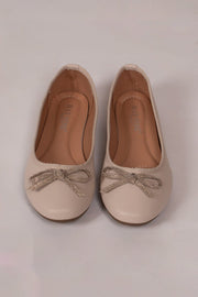 Ballerina m. glimmersløjfe Beige