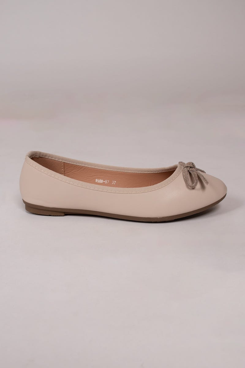 Ballerina m. glimmerrosett, Beige