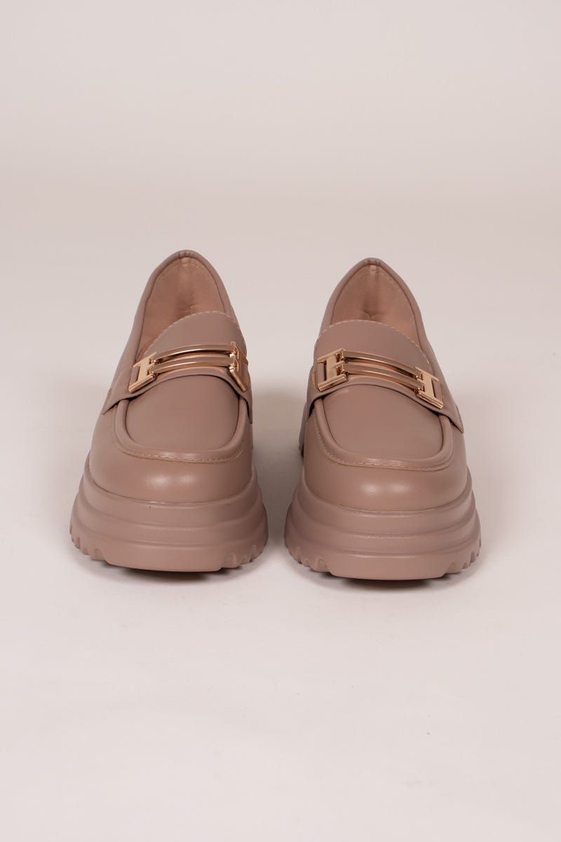 Loafers m. kraftig sula, Taupe