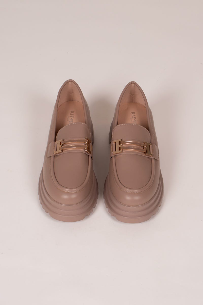 Loafers m. kraftig sula, Taupe