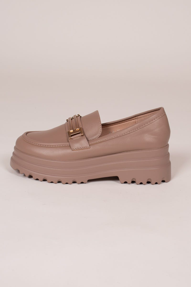 Loafers m. kraftig sula, Taupe