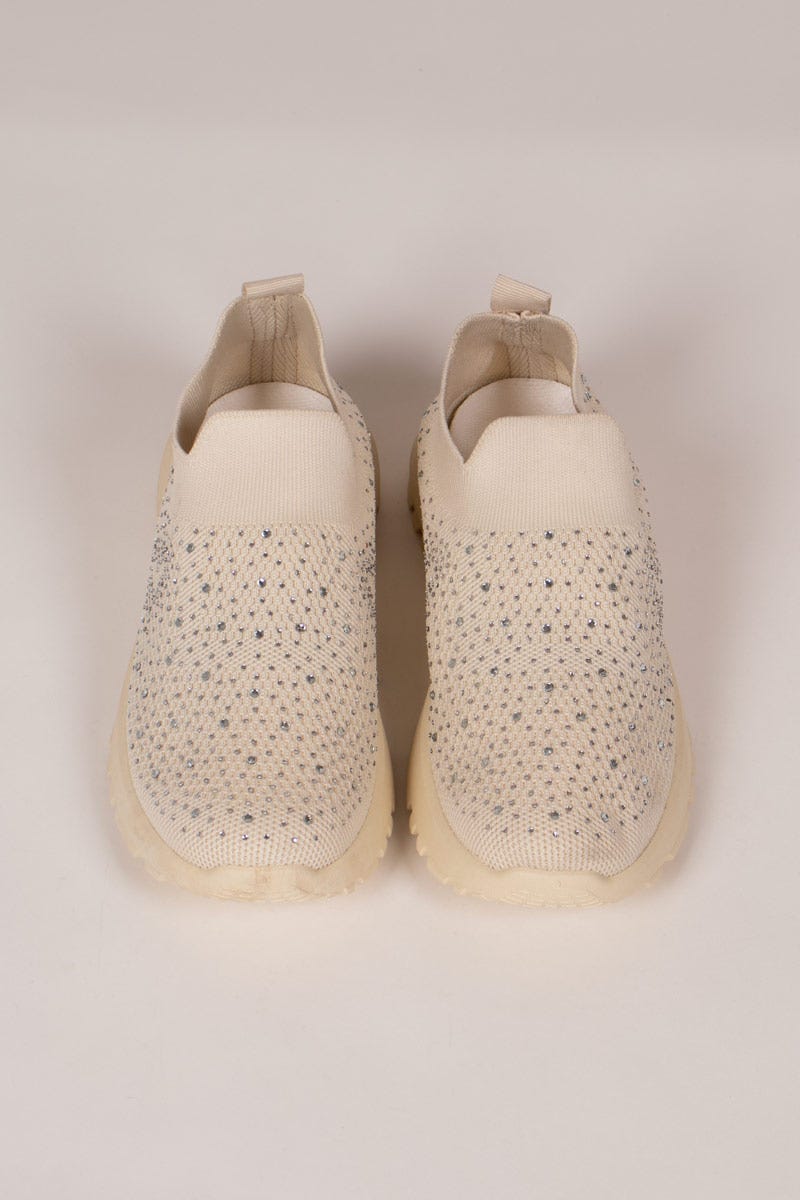 Slip-On sneakers m. glimmersten Beige