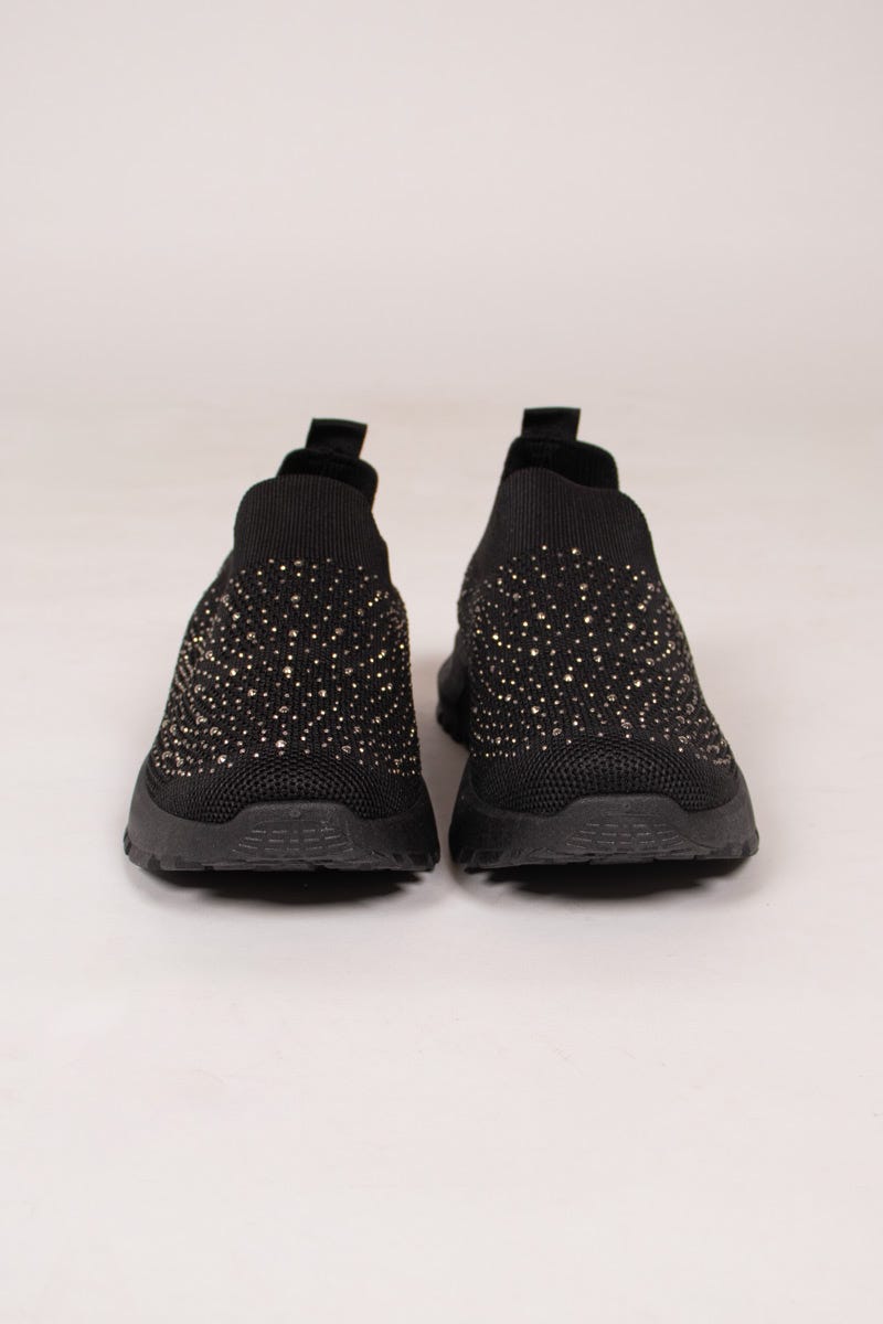 Slip-on sneakers m. glimmersten, Svart