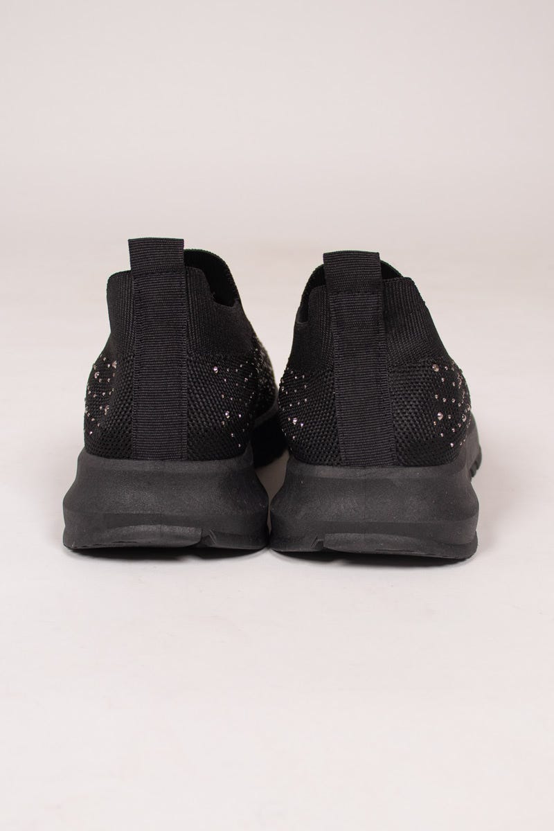 Slip-on sneakers m. glimmersten, Svart