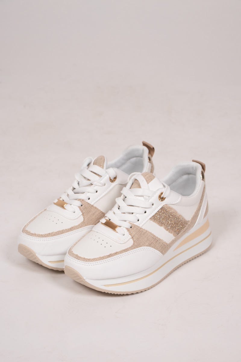 Sneakers m. glimmerrand, Beige