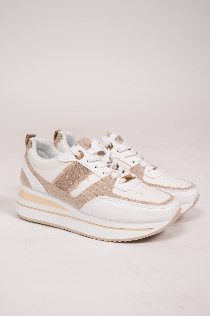 Sneakers m. glimmerrand, Beige