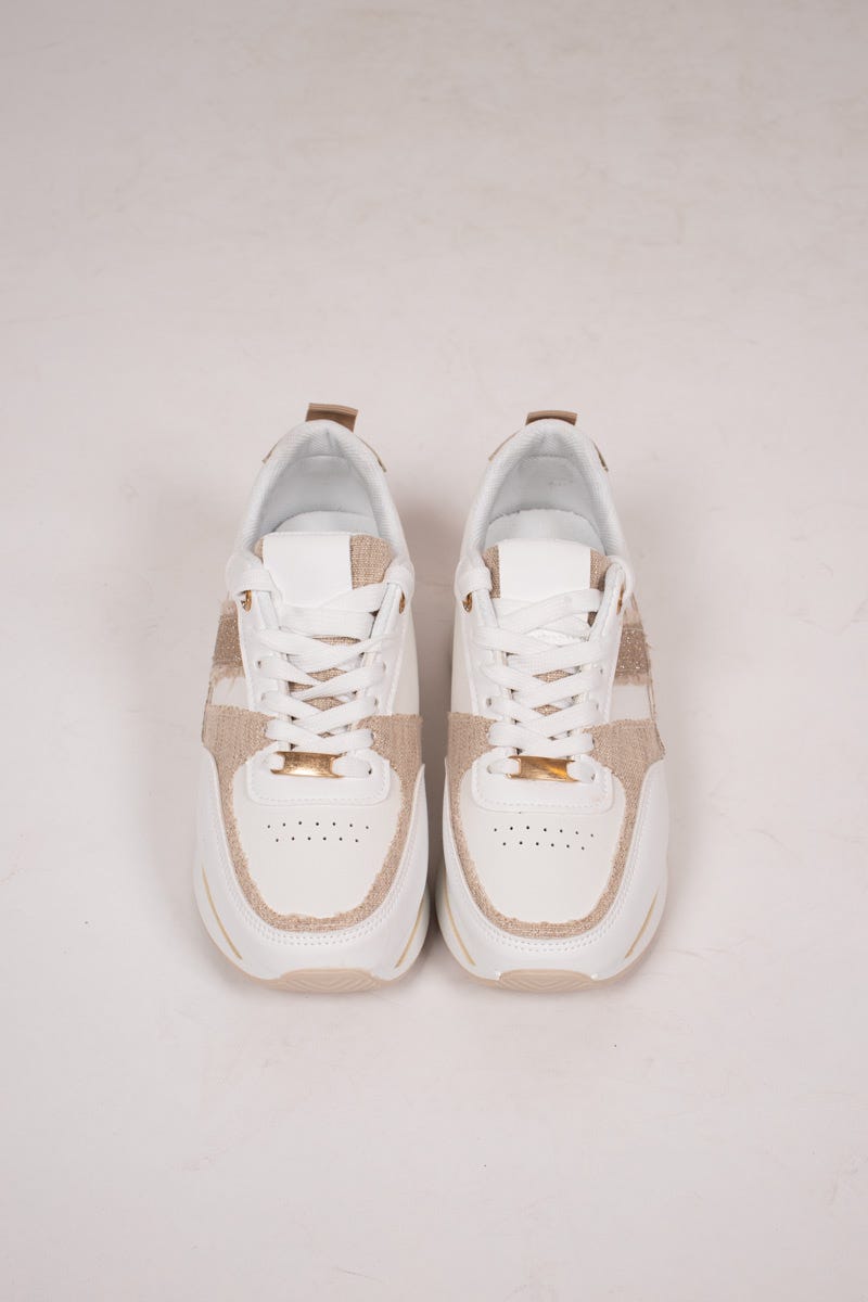 Sneakers m. glimmerrand, Beige