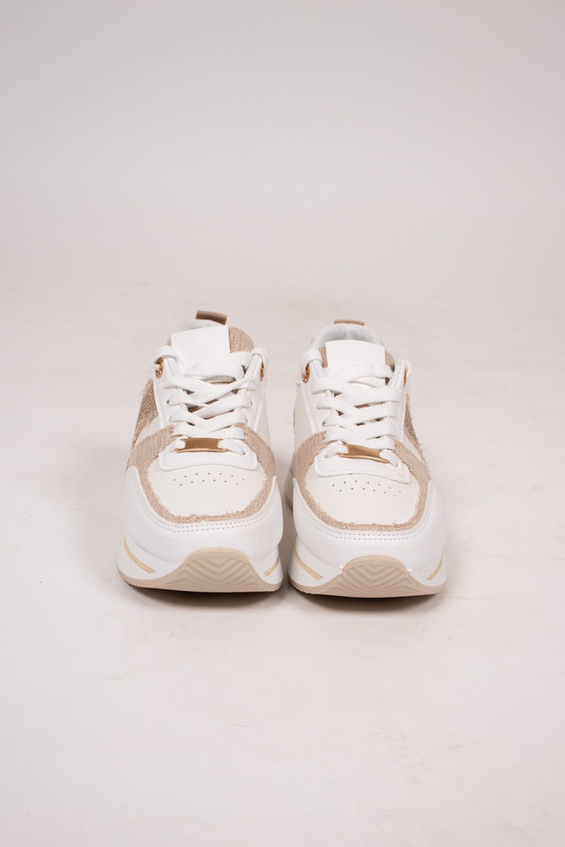 Sneakers m. glimmerrand, Beige