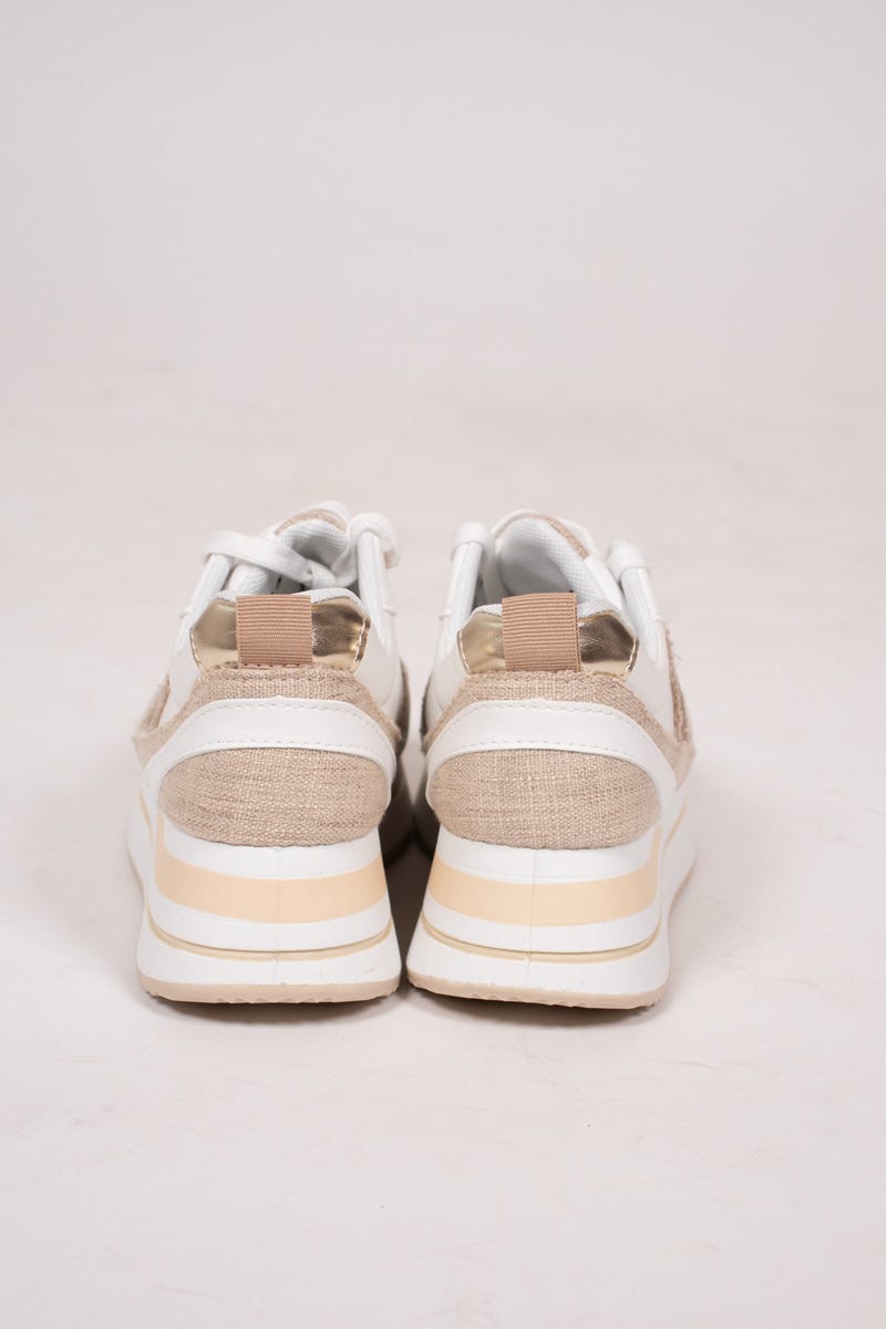 Sneakers m. glimmerrand, Beige