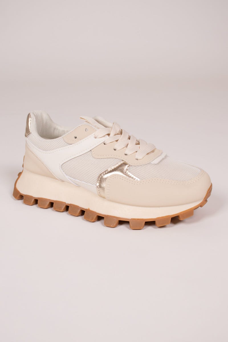 Sneakers m. markant sula, Beige