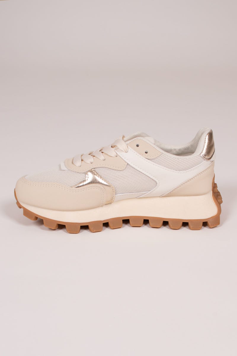 Sneakers m. markant sål Beige