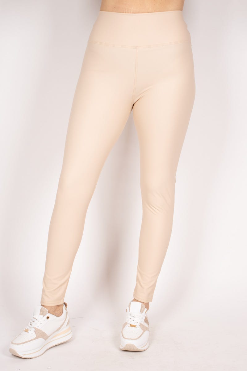 Coated leggings, Beige