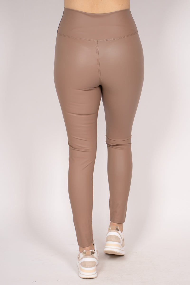 Coated leggings, Taupe