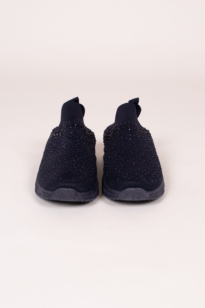 Slip-on sneakers m. glittersten, Navy