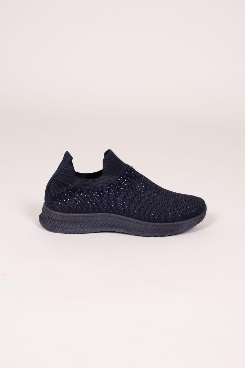 Slip-on sneakers m. glittersten, Navy