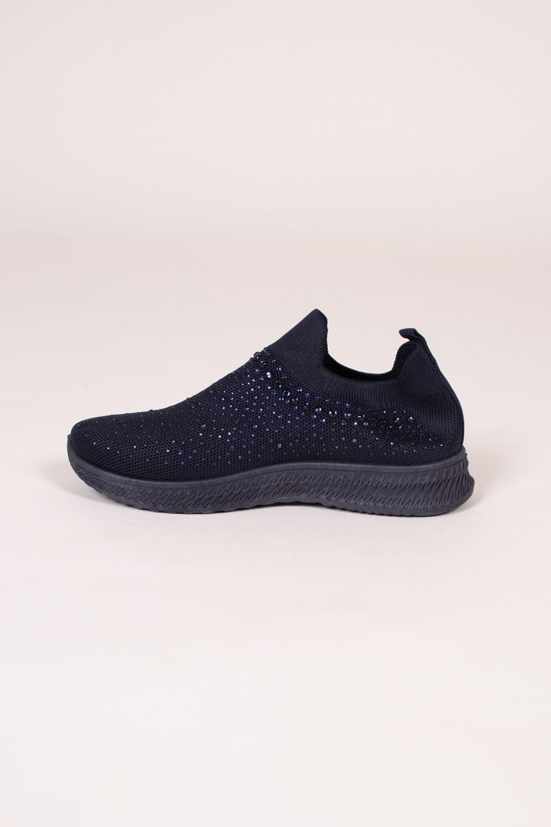 Slip-on sneakers m. glittersten, Navy