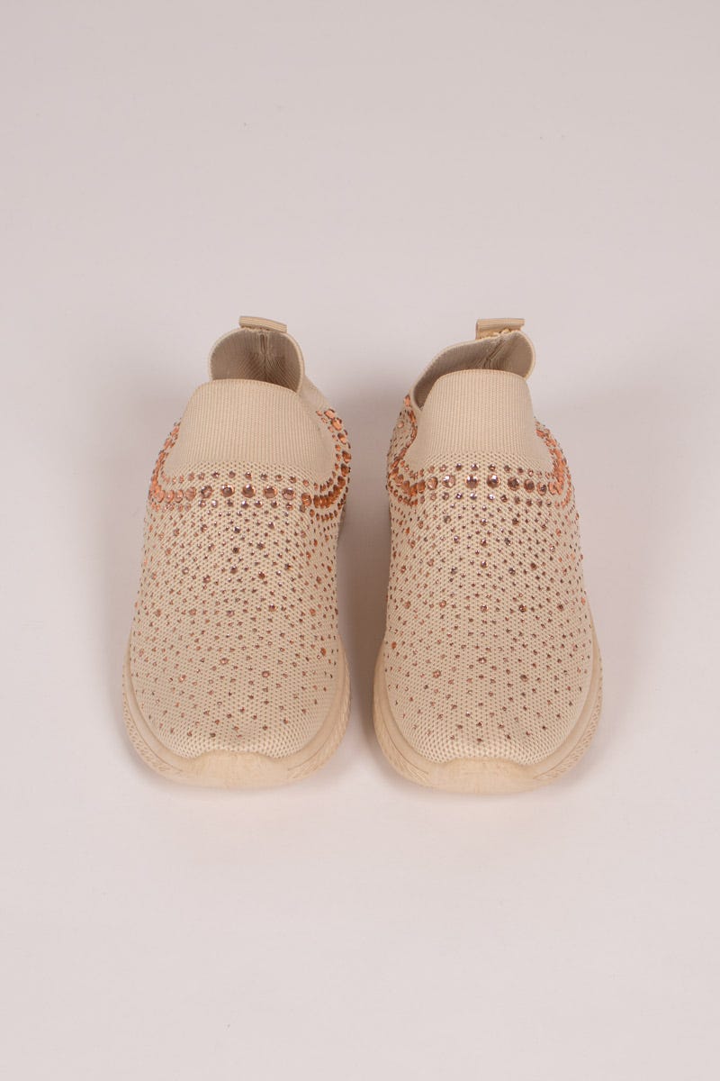 Slip-on sneakers m. glittersten, Beige