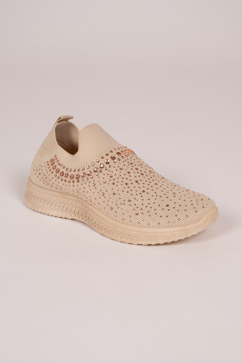 Slip-on sneakers m. glittersten, Beige