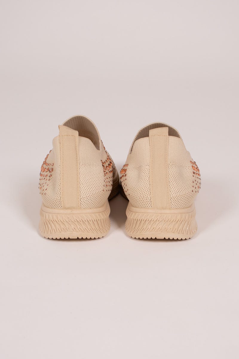 Slip-On sneakers m. glittersten Beige