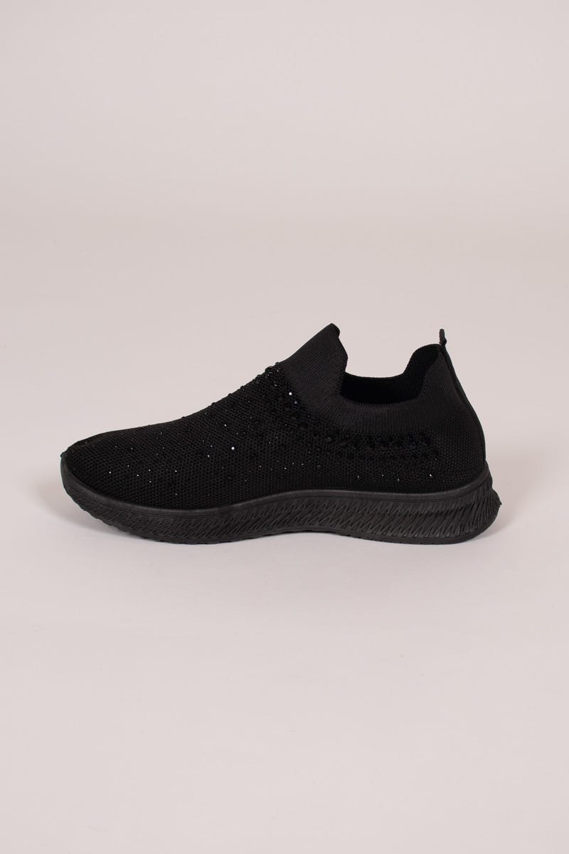 Slip-on sneakers m. glittersten, Svart