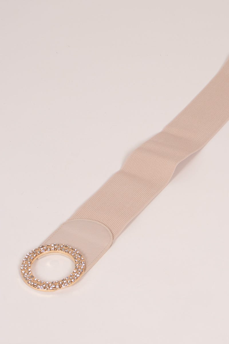 Midjeskärp m. strass, Beige