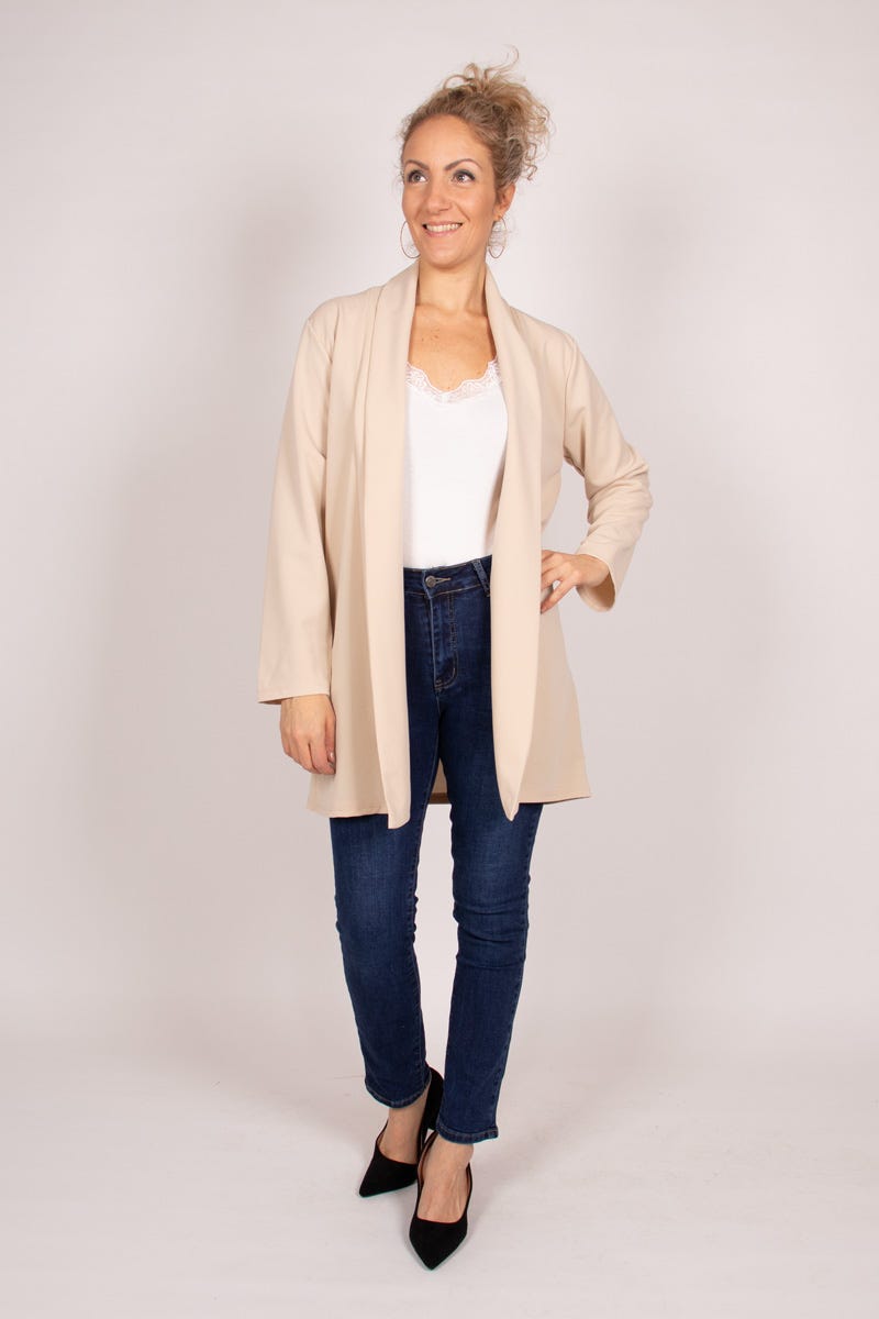 Lång enkel blazer, Beige