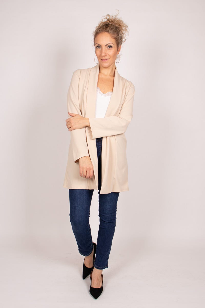 Lång enkel blazer, Beige