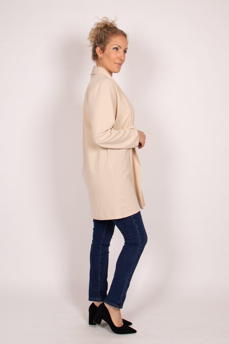 Lång enkel blazer, Beige