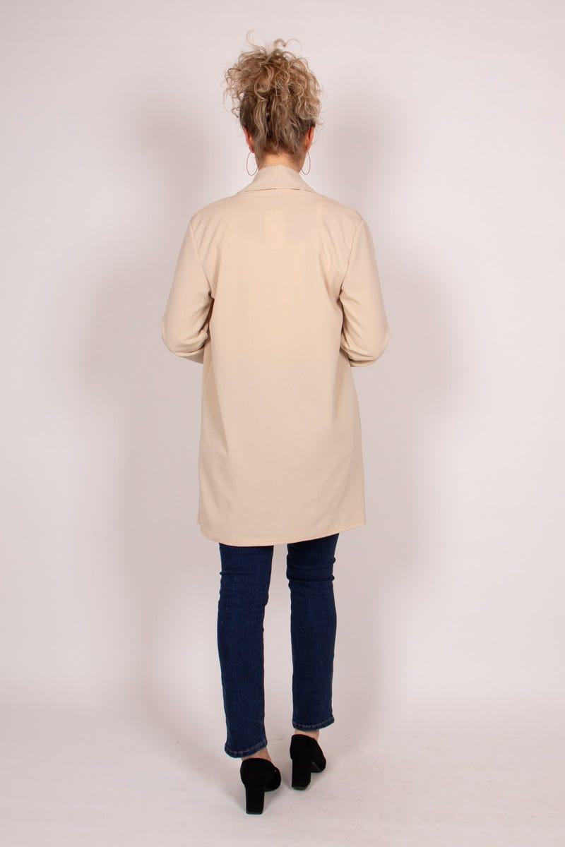 Lång enkel blazer, Beige