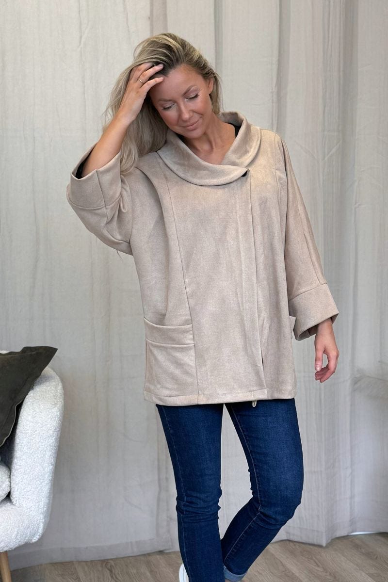 Cape i imiterad mocka, Beige