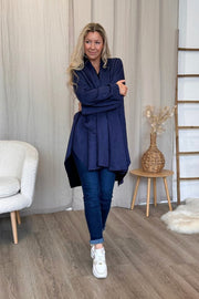 Cardigan i imiteret ruskind Navy