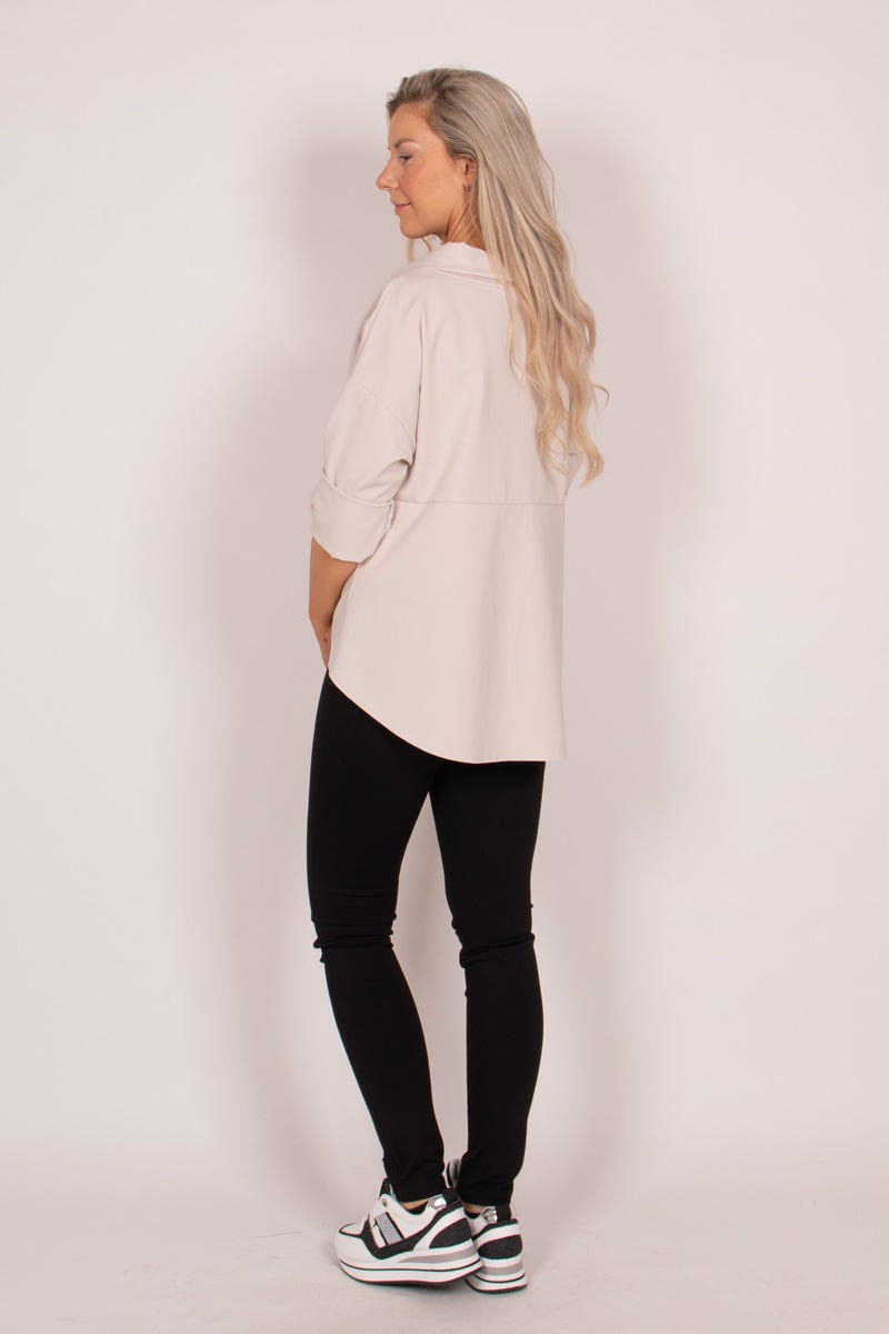 Blus m. krage, Beige